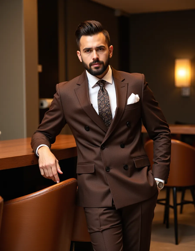 Brown Double Breasted suit for Men