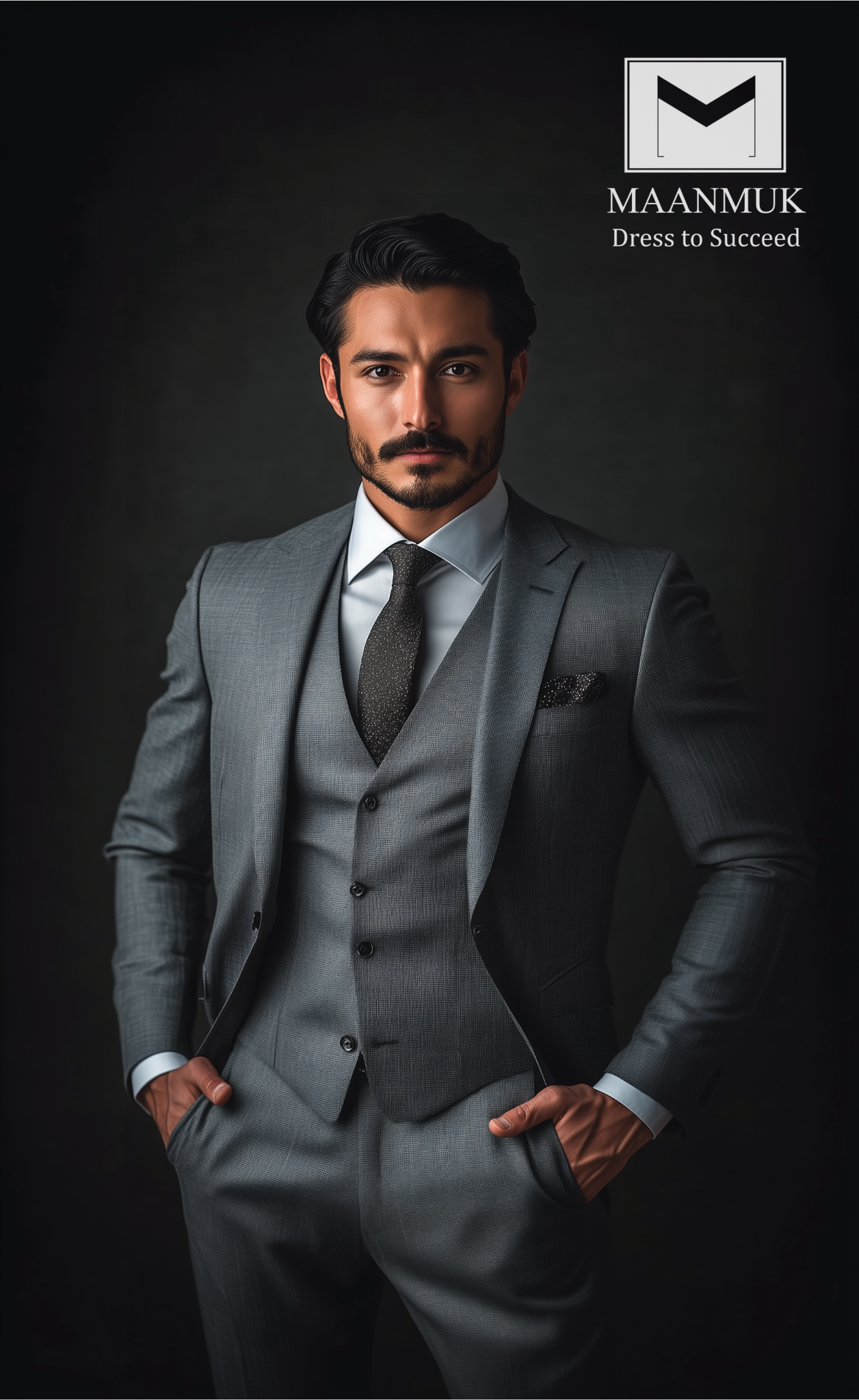 Dark Grey 3 piece suit for Men