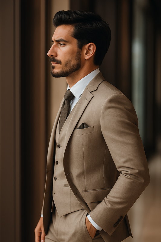 Biege 3 piece suit for Men