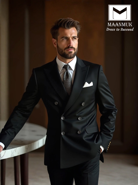 Black Double Breasted suit for Men