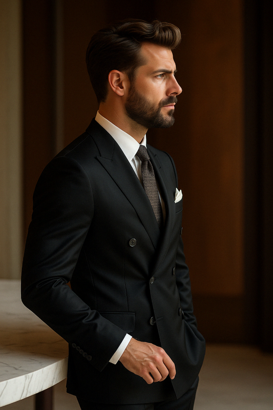 Black Double Breasted suit for Men